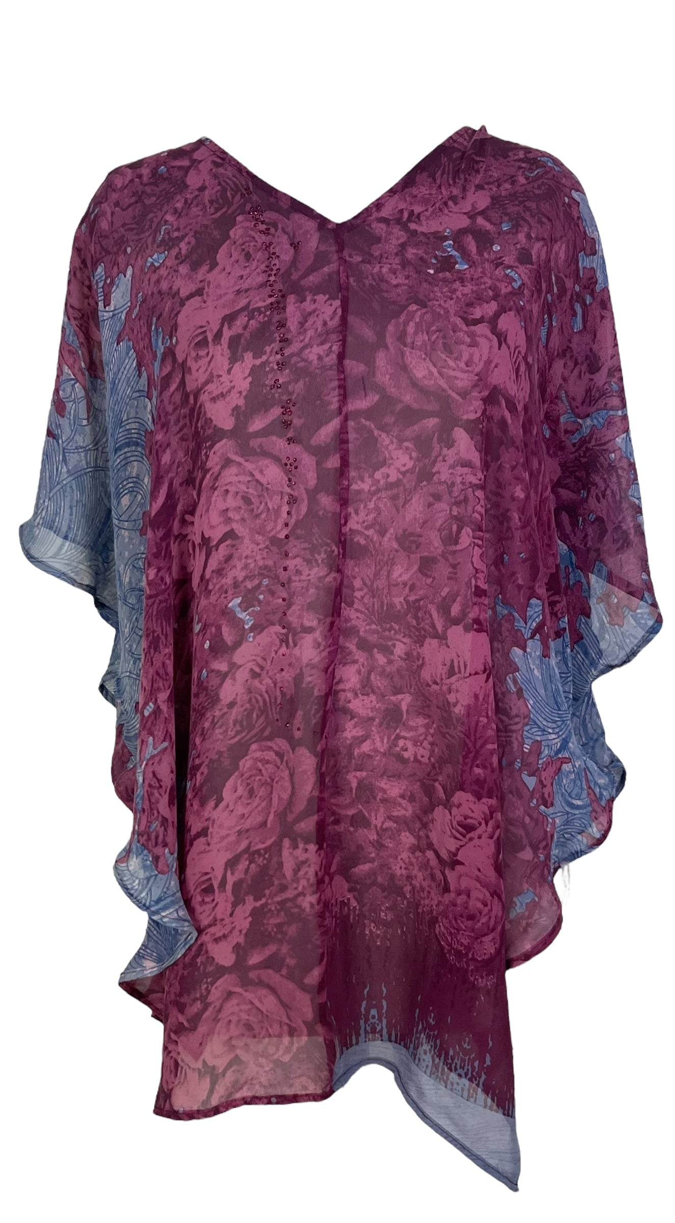 PRG7272 Sheer Avatar Pure Silk Waterfall Top
