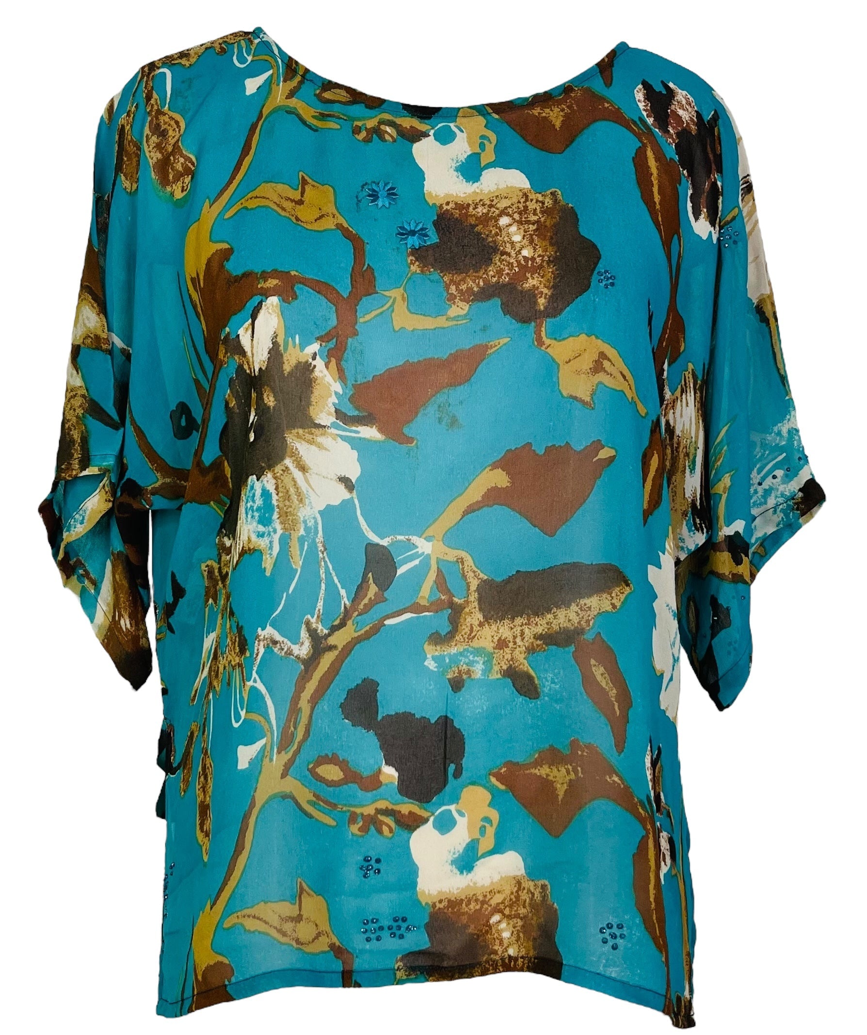 PRG7536 Sheer Avatar Pure Silk Side Slit Top