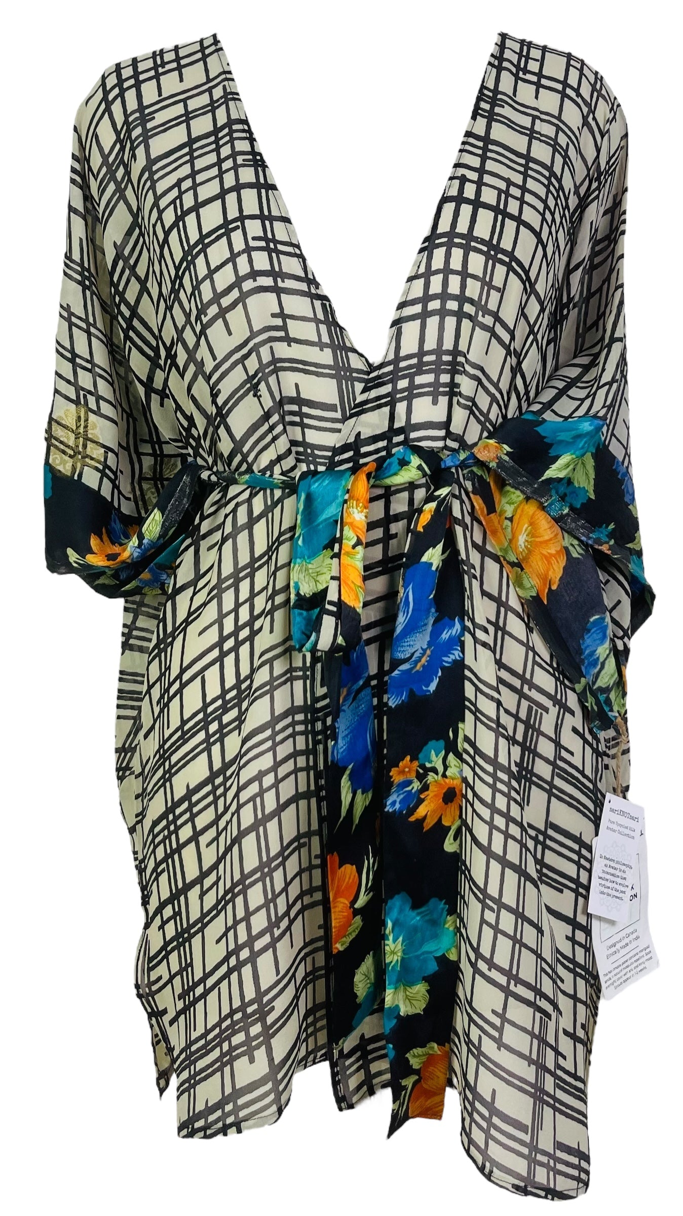 PRG7190 Sheer Avatar Pure Silk Kimono-Sleeved Jacket with Belt