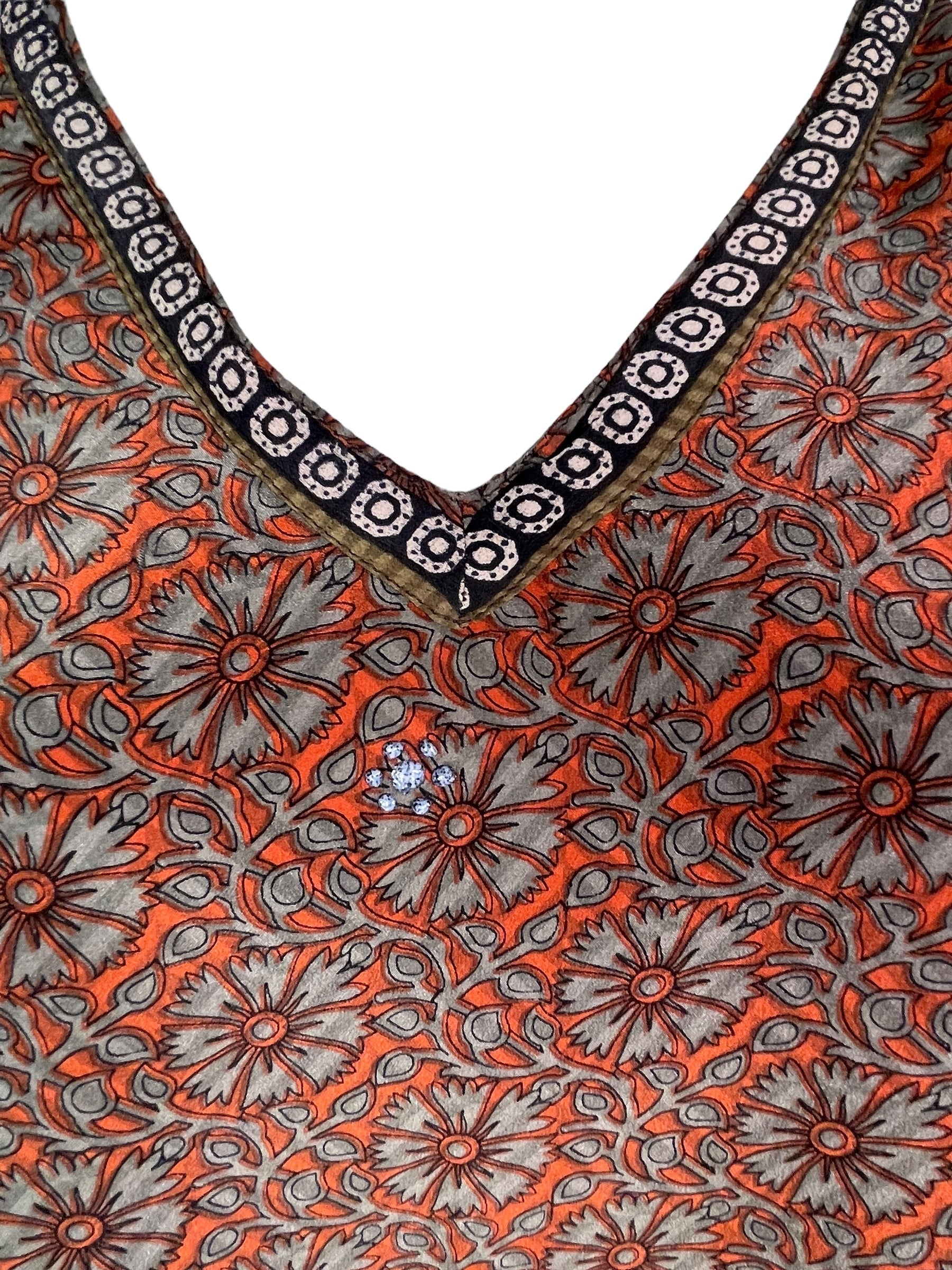 PRC7702 Avatar Pure Silk Short Kaftan Tunic with Slits