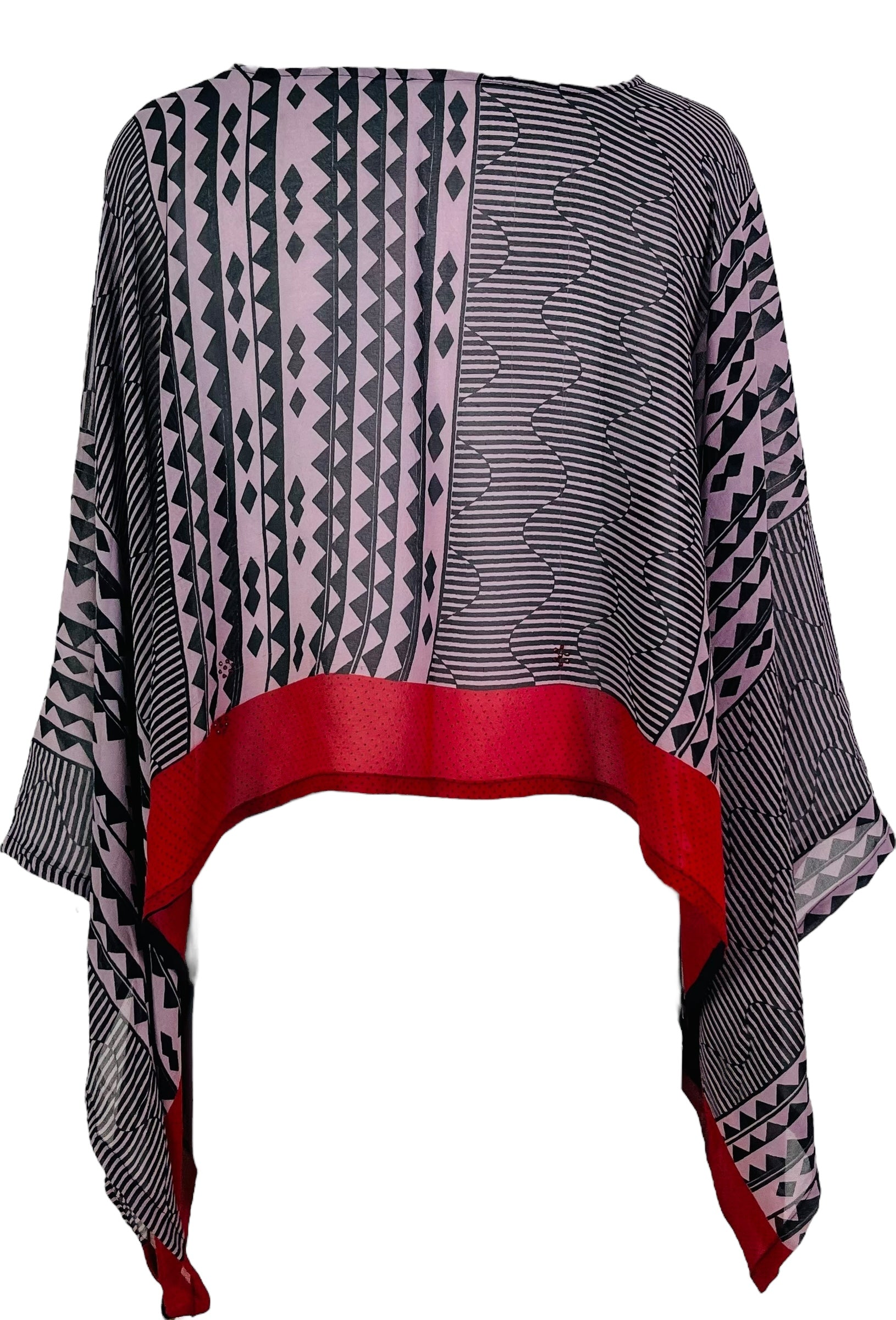 SOLD  PRG7346 Sheer Avatar Pure Silk Kimono-Sleeved Top
