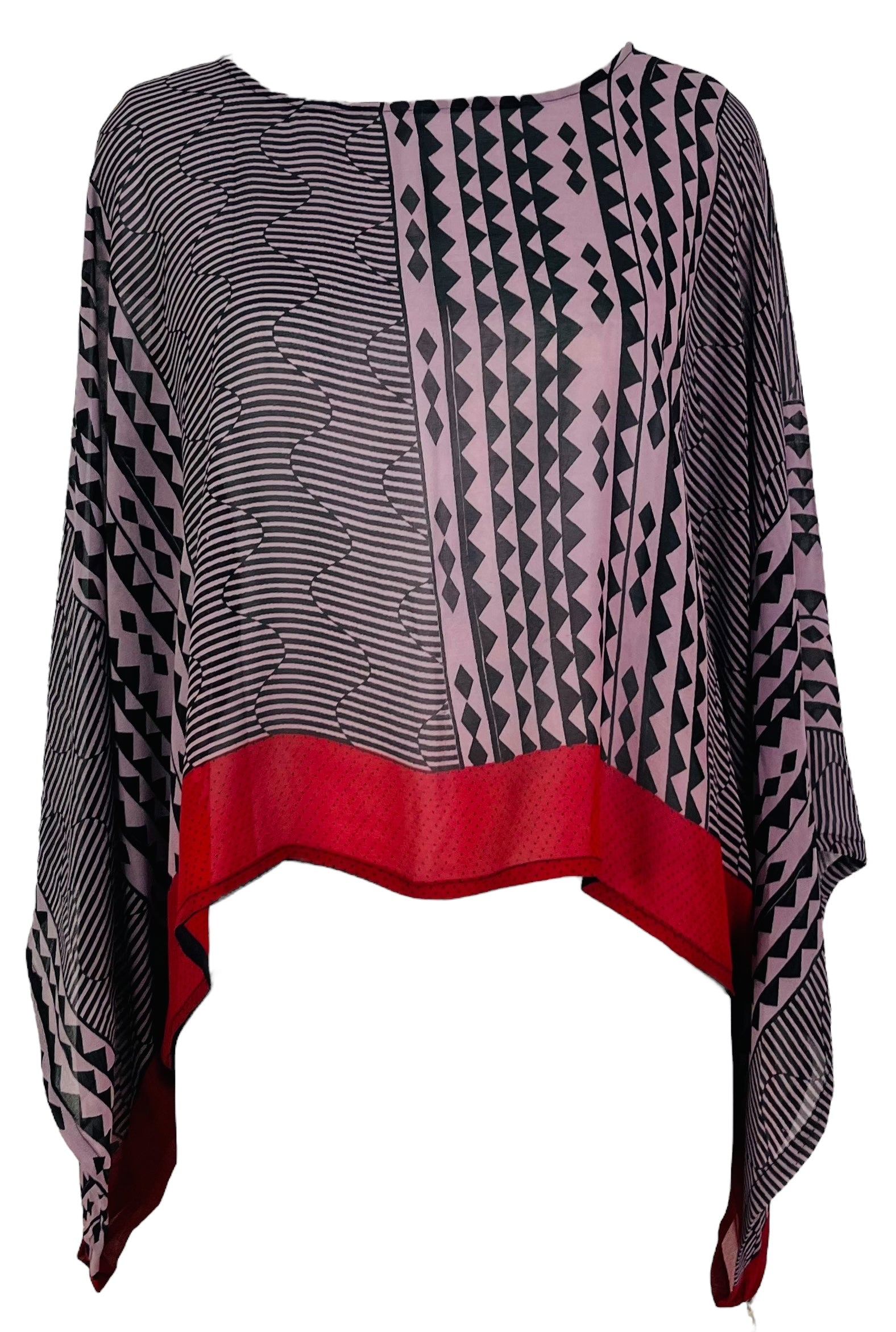 SOLD  PRG7346 Sheer Avatar Pure Silk Kimono-Sleeved Top