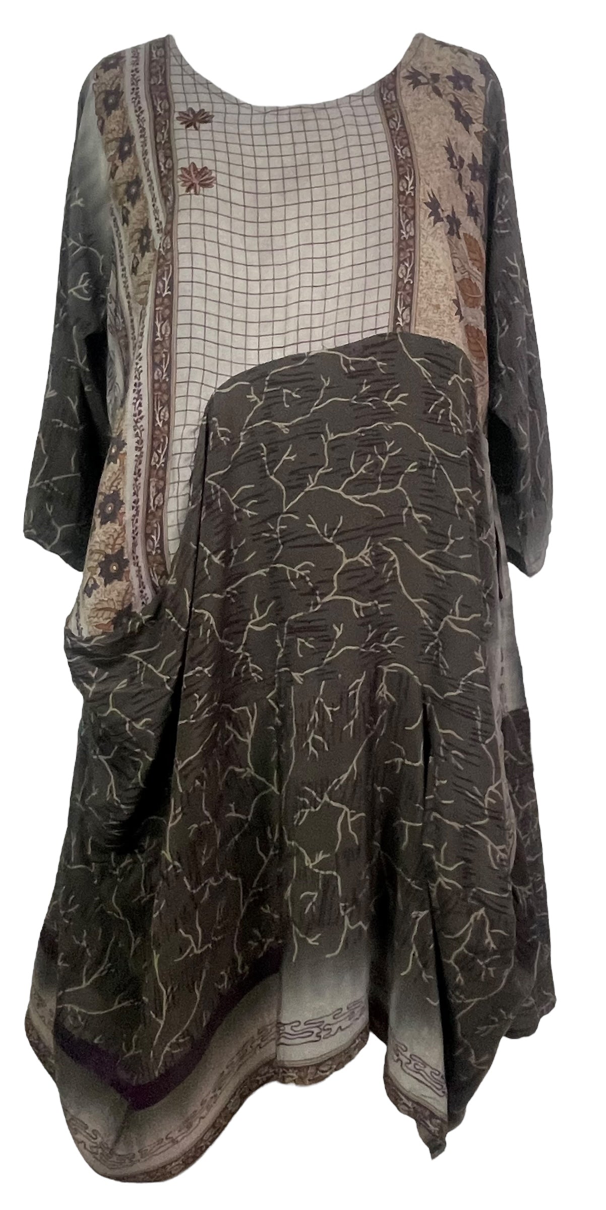 SOLD  PRC7815 Avatar Pure Silk Sculptural Long Tunic Dress