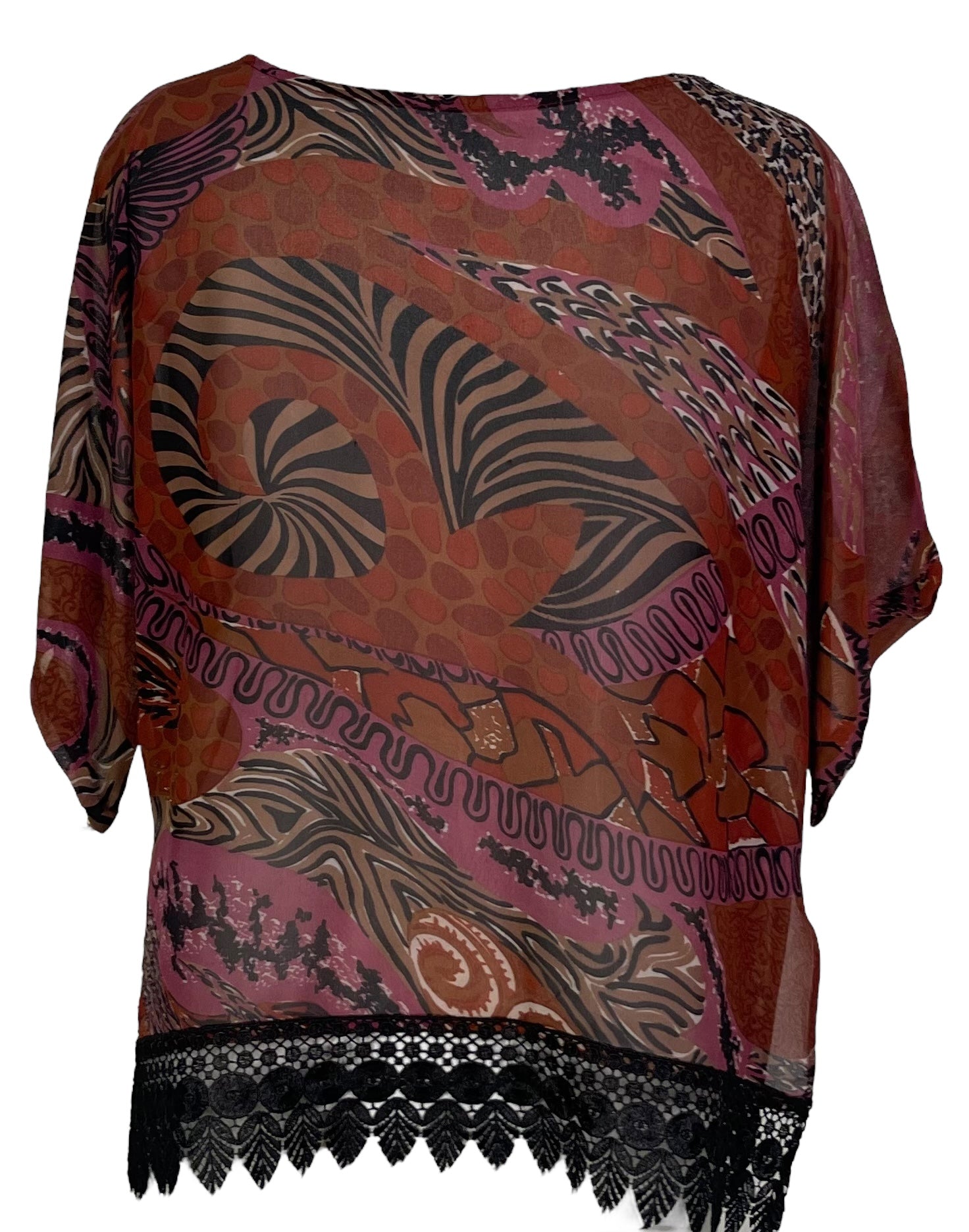 PRG6422 Sheer Avatar Pure Silk Side Slit Top