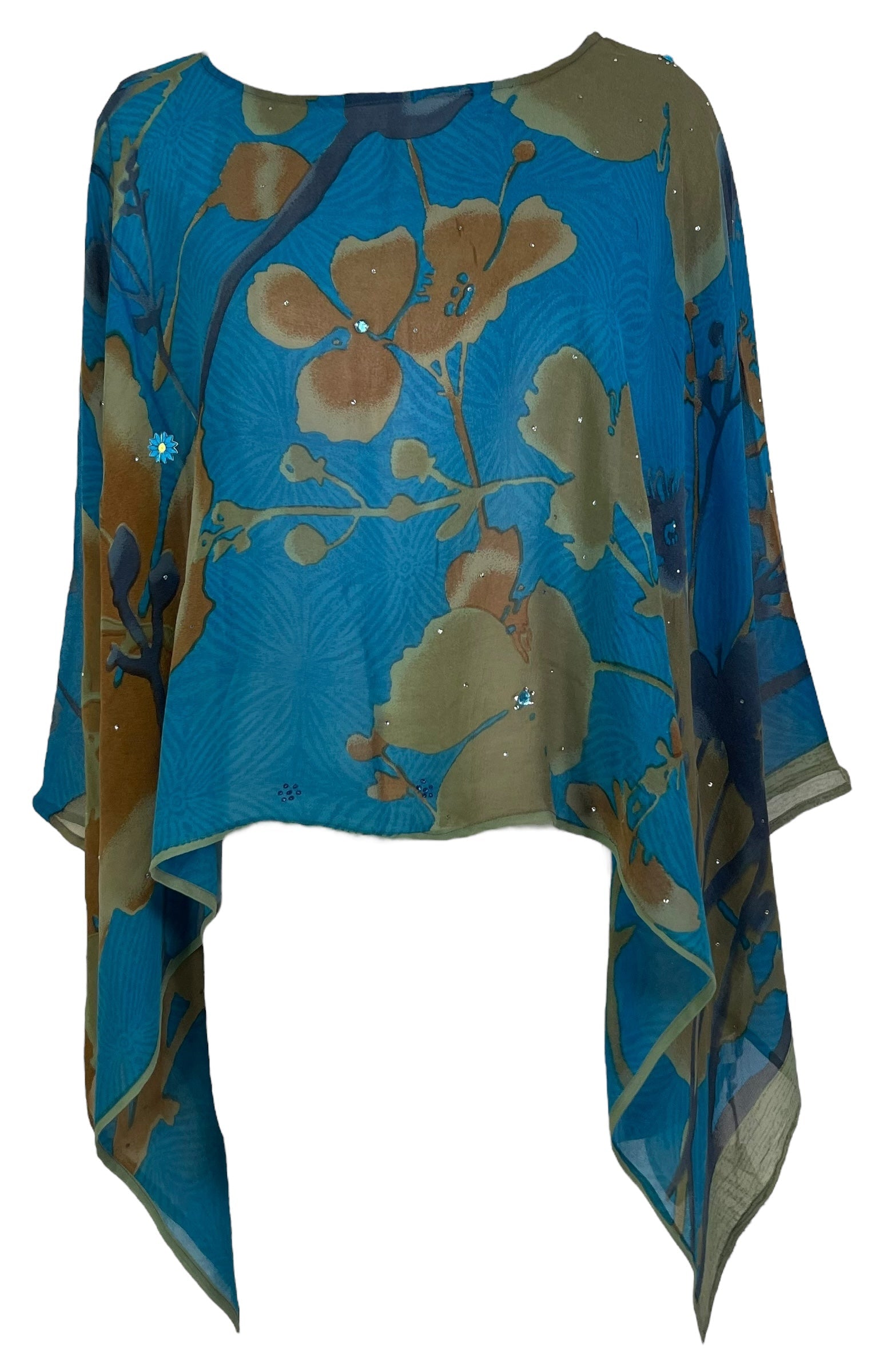 PRG7353 Sheer Avatar Pure Silk Capelet Poncho