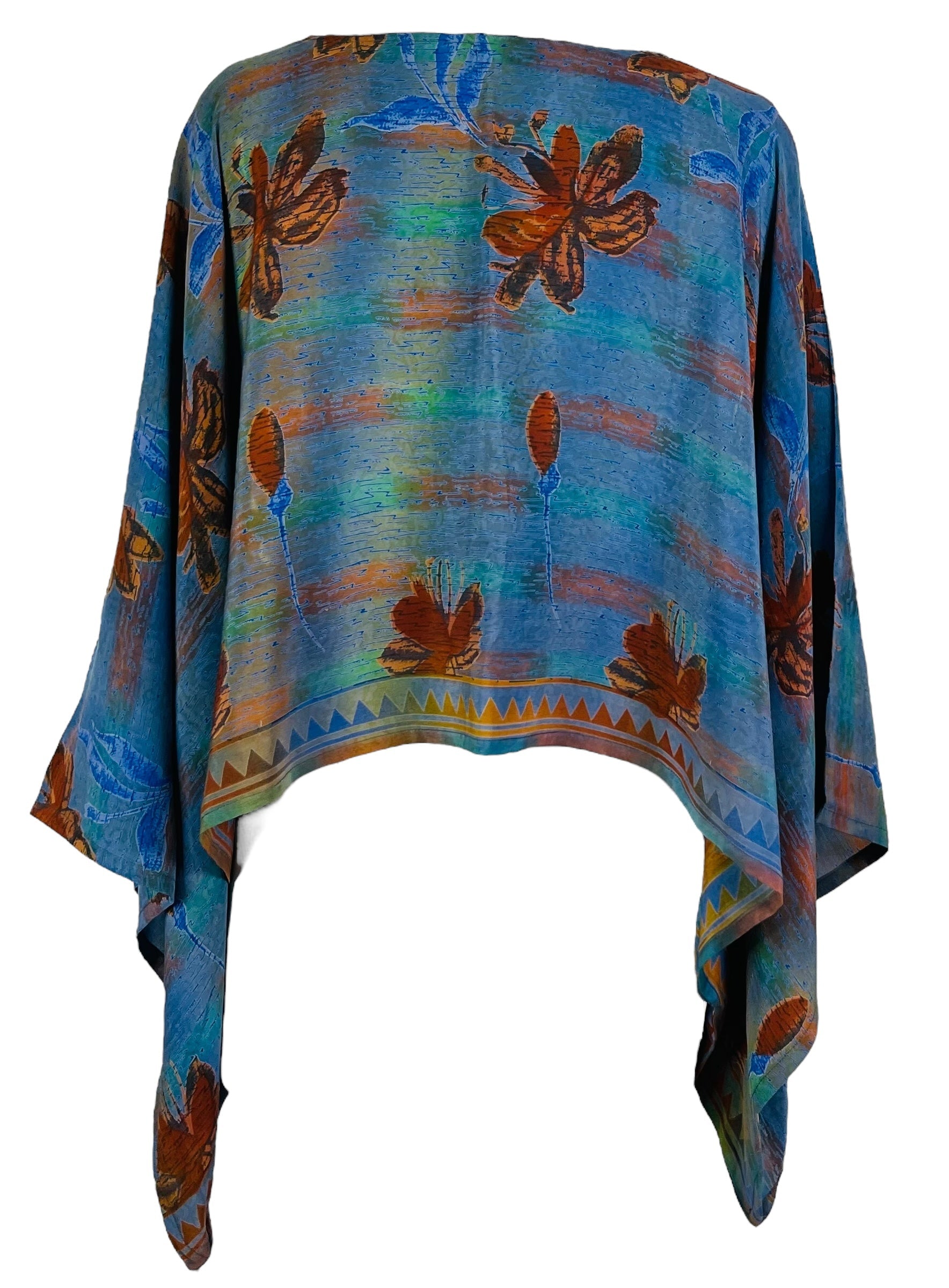 SOLD  PRC7311 Avatar Pure Silk Kimono-Sleeved Top
