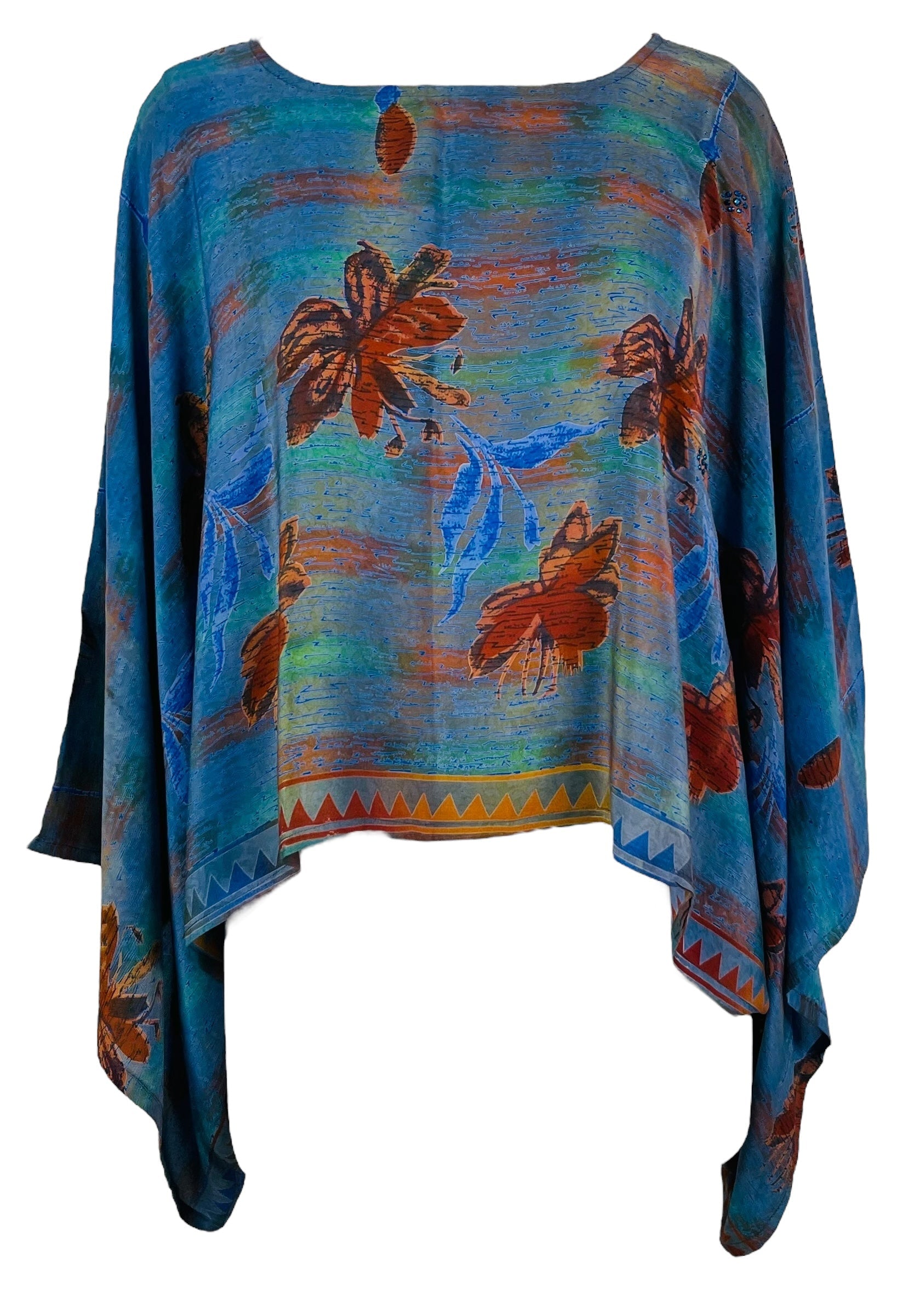 SOLD  PRC7311 Avatar Pure Silk Kimono-Sleeved Top