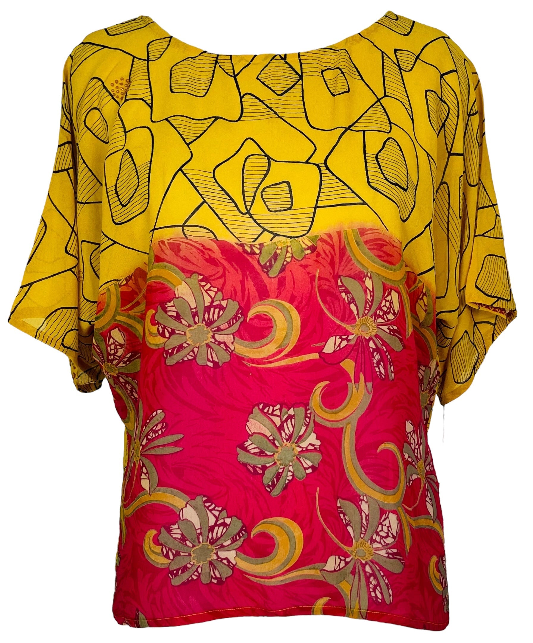 PRG6410 Sheer Avatar Pure Silk Side Slit Top