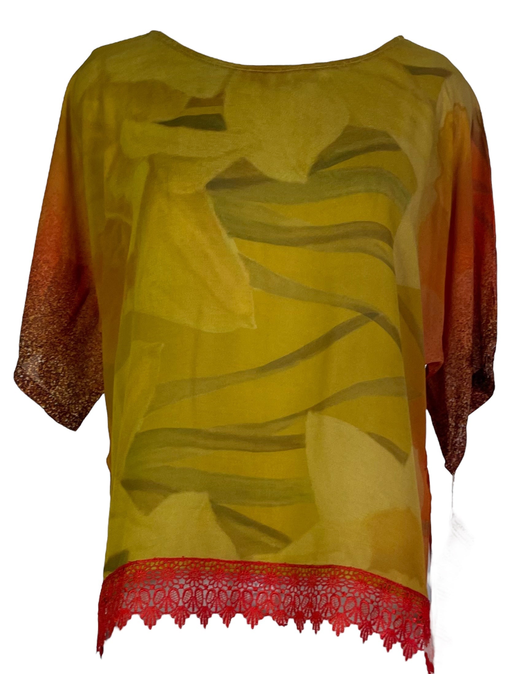 PRG6610 Sheer Avatar Pure Silk Side Slit Top