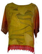 PRG6610 Sheer Avatar Pure Silk Side Slit Top