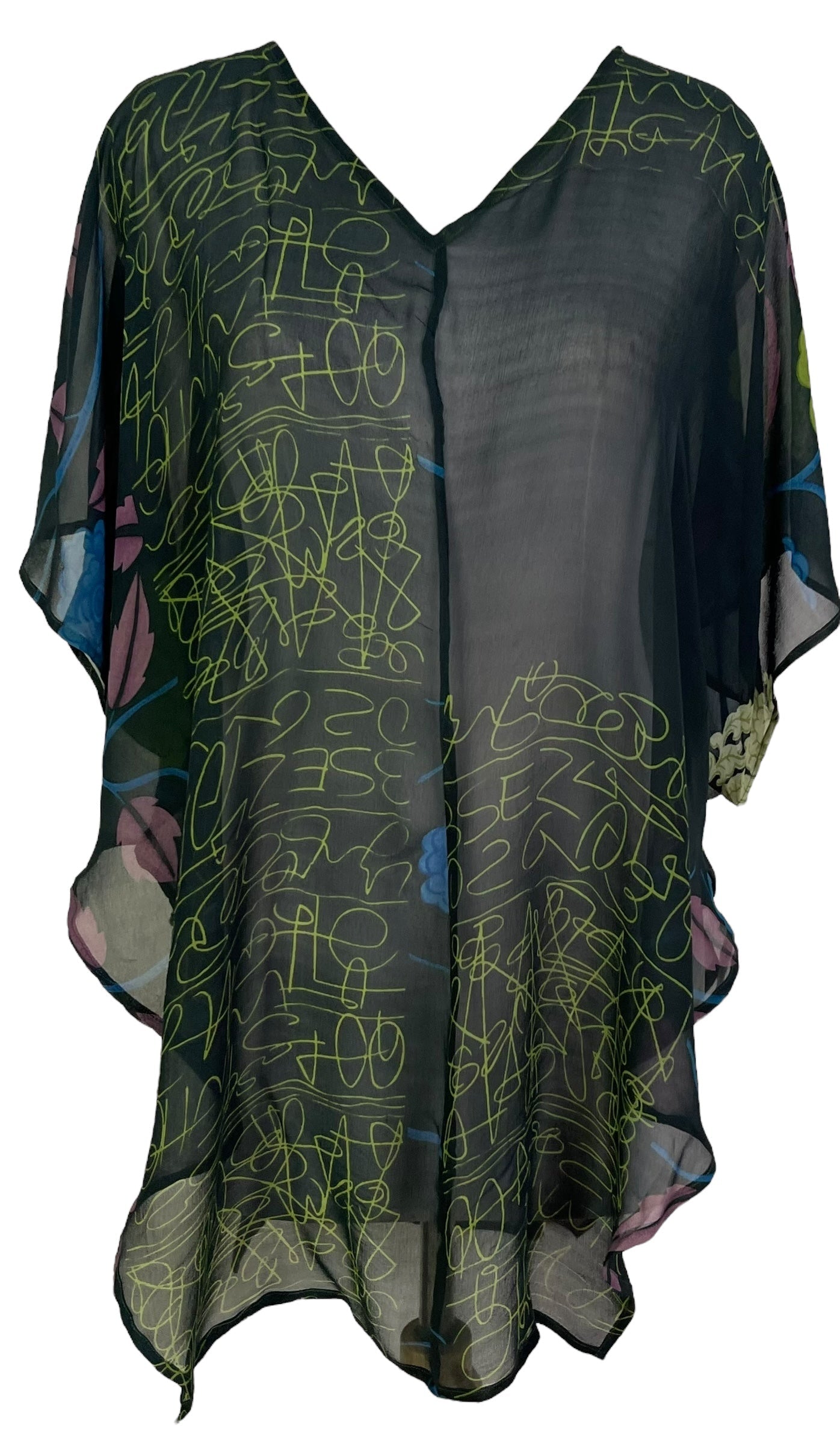 PRG7098 Sheer Sheer Avatar Pure Silk Waterfall Top