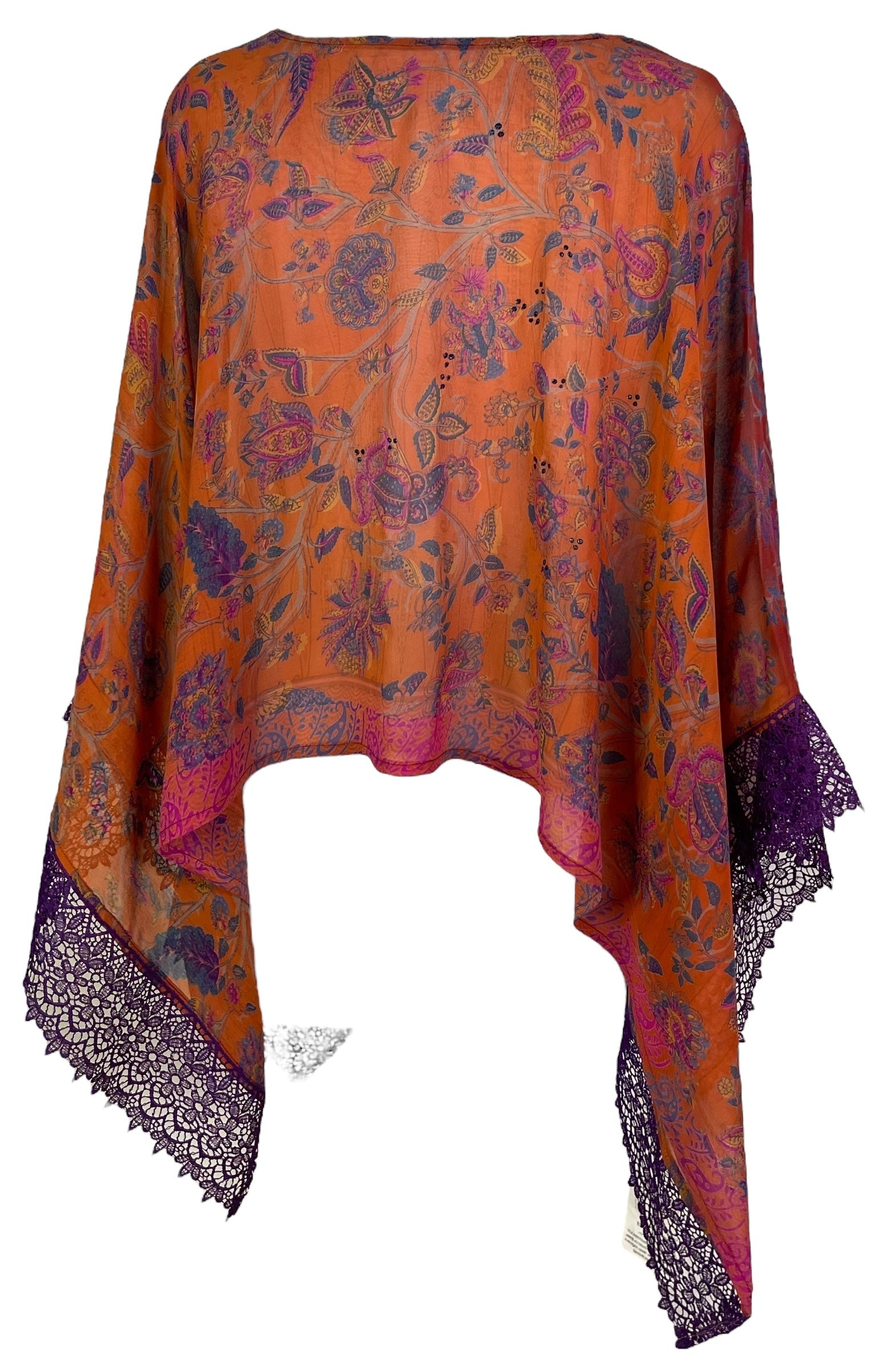 PRG7085 Sheer Avatar Pure Silk Capelet Poncho