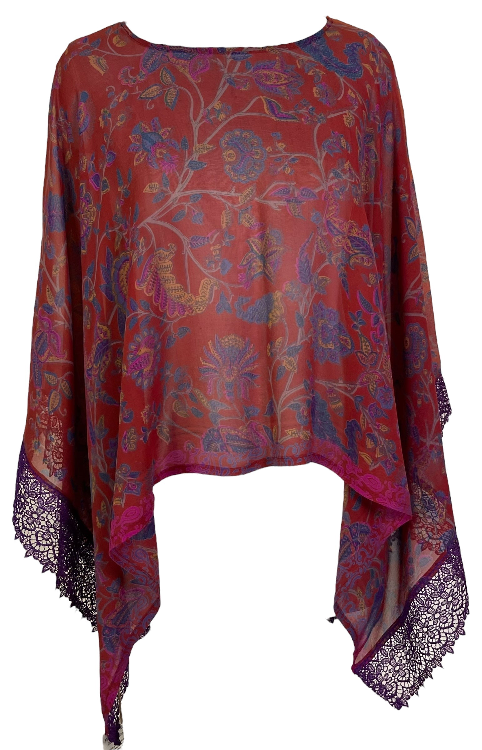 PRG7085 Sheer Avatar Pure Silk Capelet Poncho