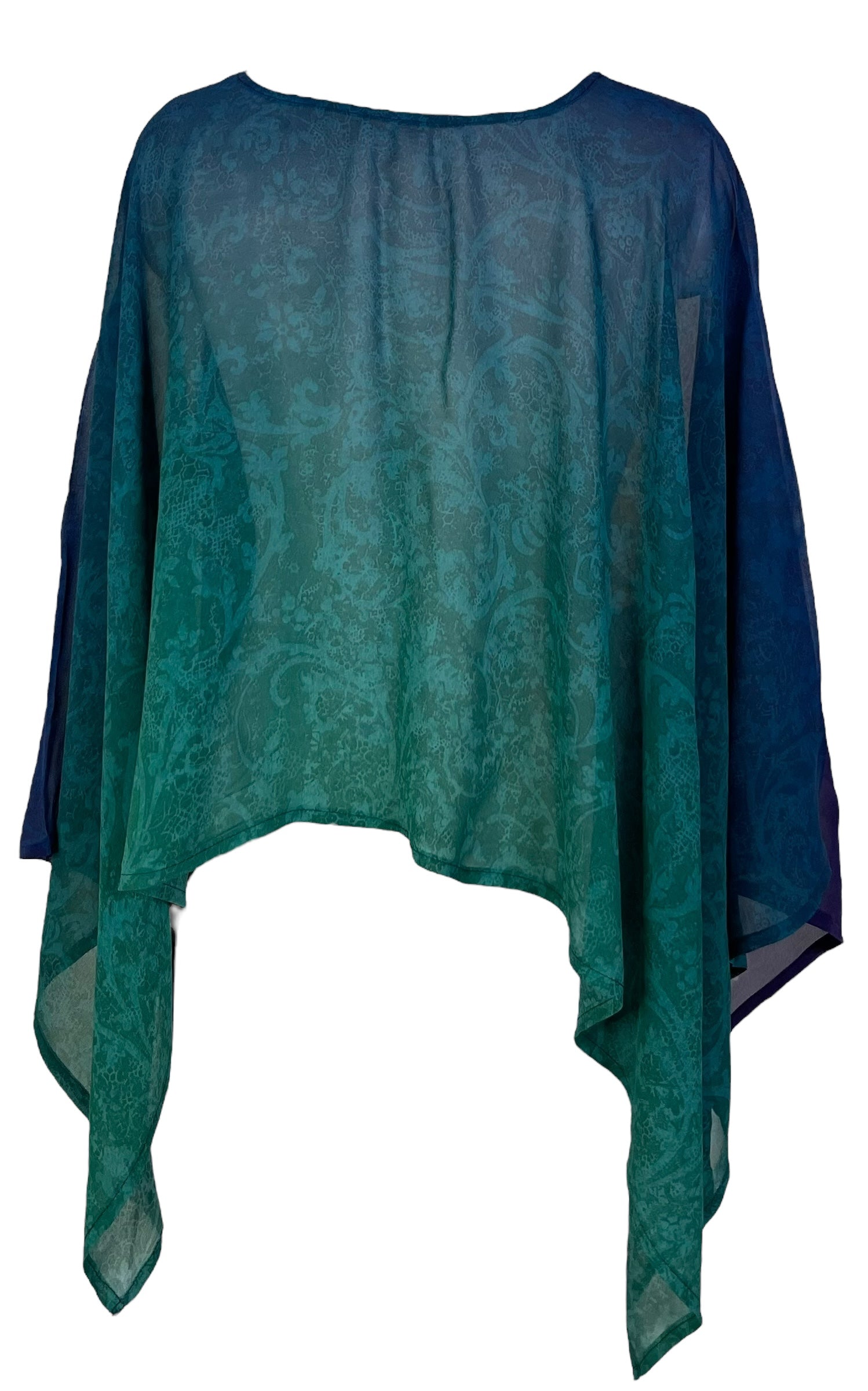 SOLD  PRG6794B Sheer Avatar Pure Silk Capelet Poncho