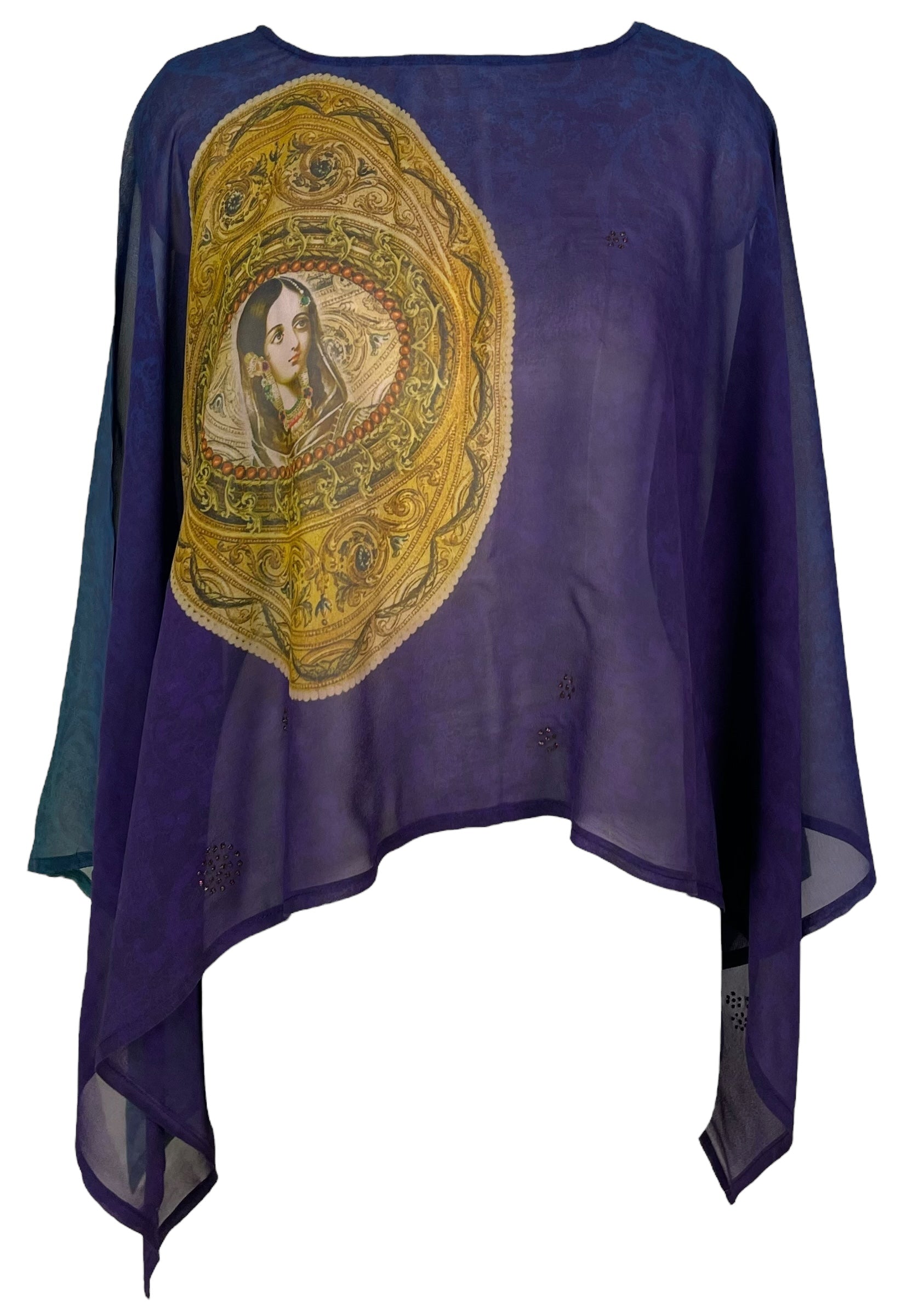 SOLD  PRG6794B Sheer Avatar Pure Silk Capelet Poncho