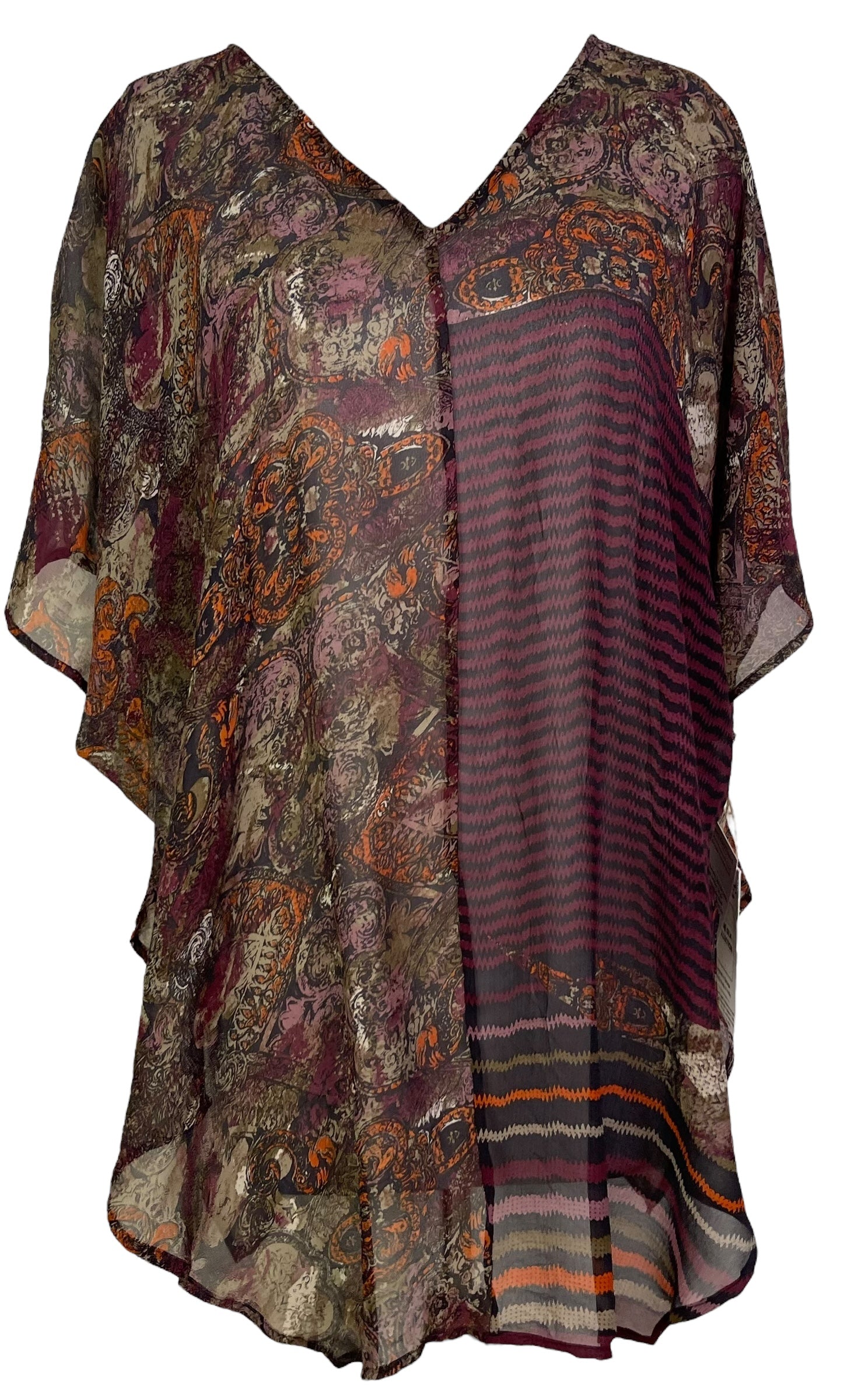 PRG7096 Sheer Avatar Pure Silk Waterfall Top