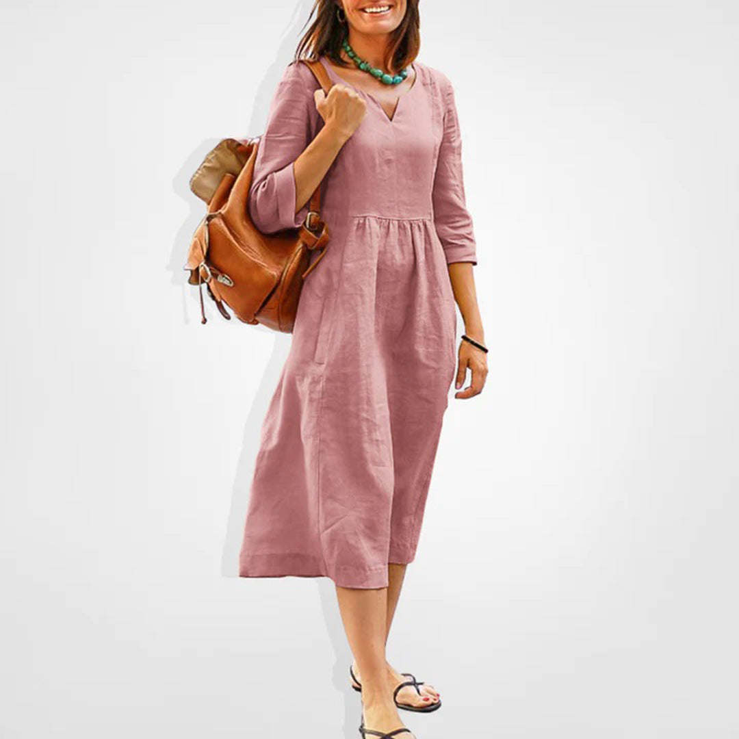 Women's Midi Dress Soft Pink Fiber Blend