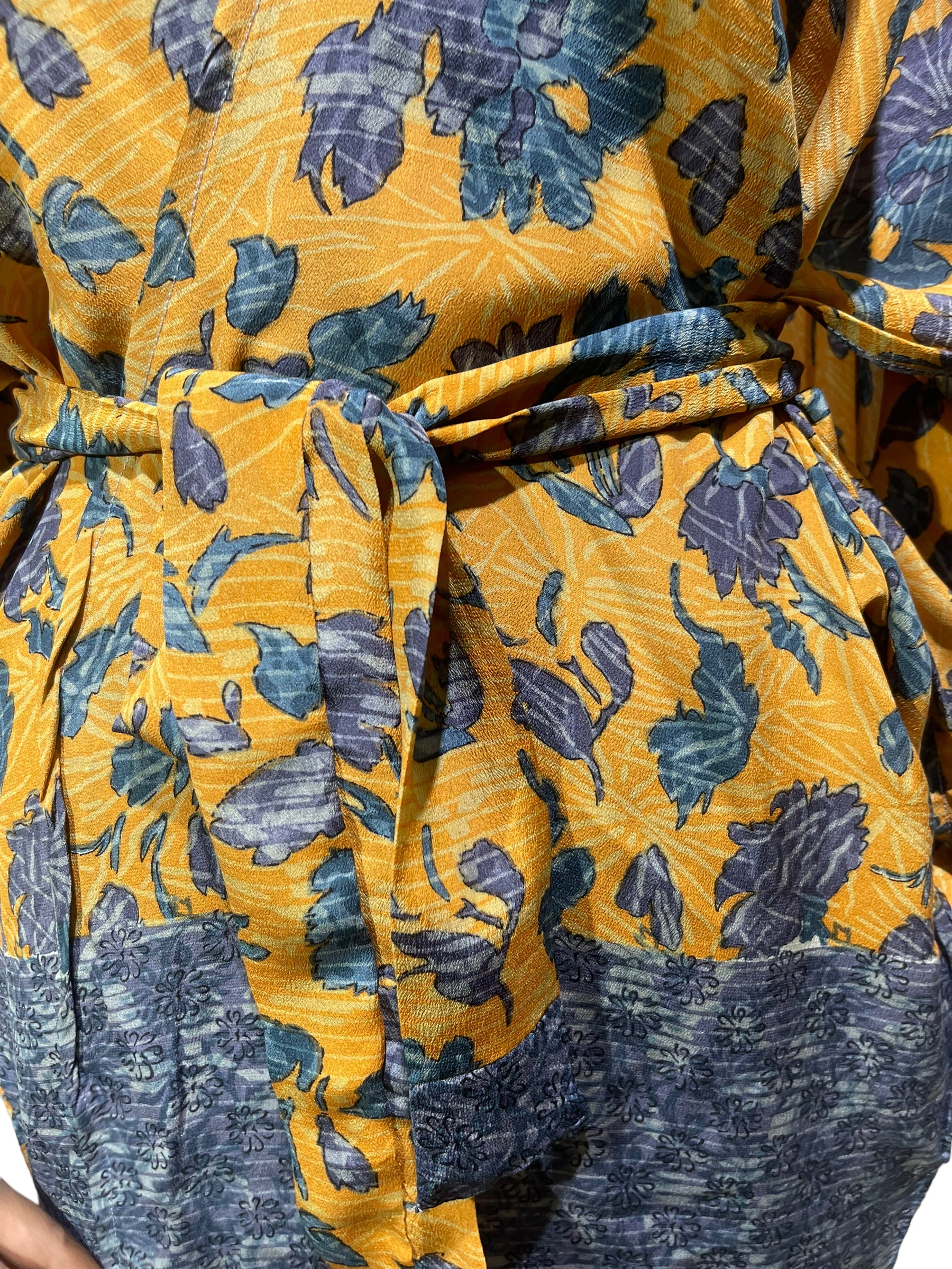 FINAL SALE PRC4962 Avatar Long Pure Silk Kimono Sleeved Duster with Belt