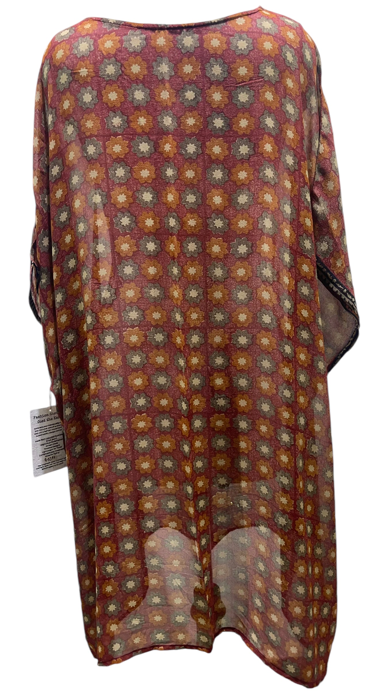 FINAL SALE PRG5397 Sheer Avatar Pure Silk Midi Length Kaftan