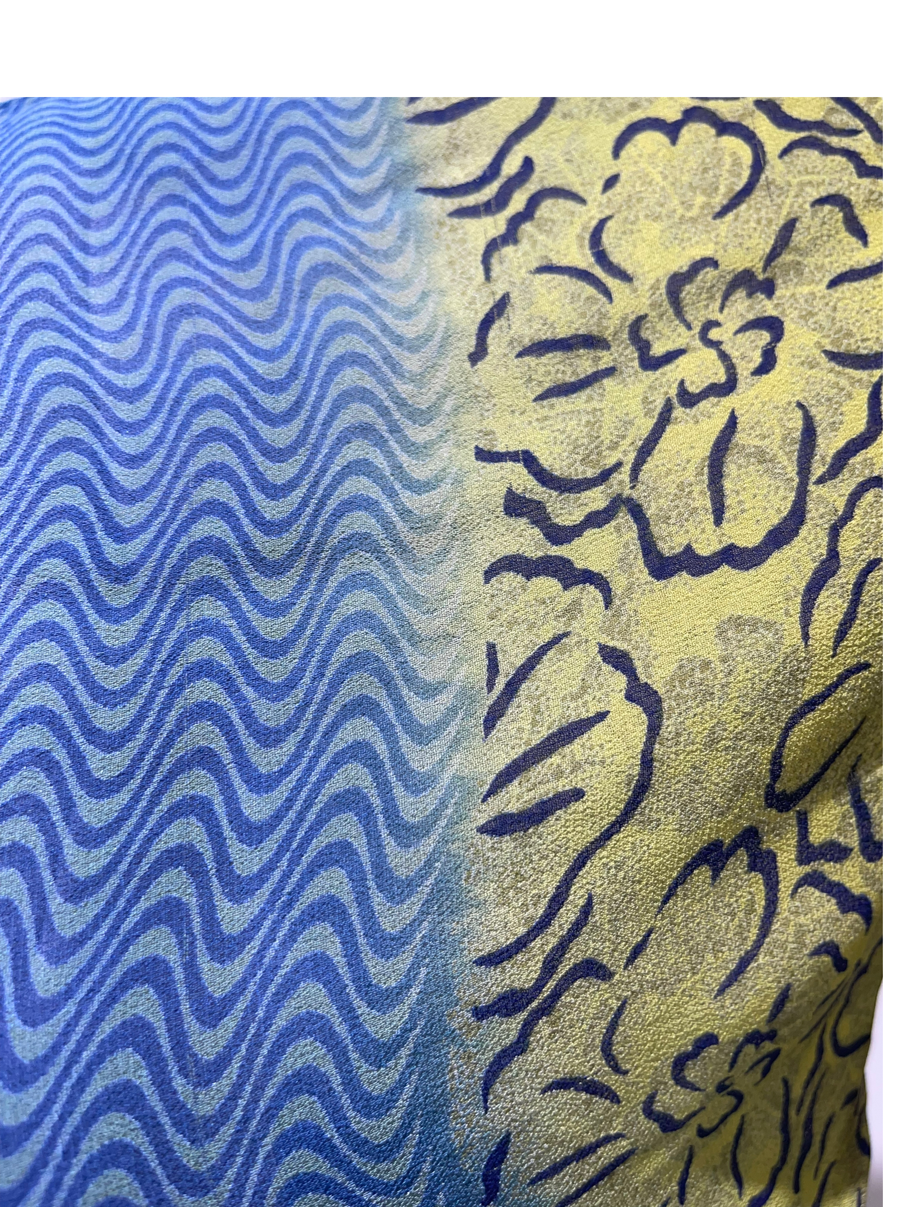 FINAL SALE PRG1078 Green-Bearded Helmetcrest Sheer Avatar Pure Silk Boxy Top