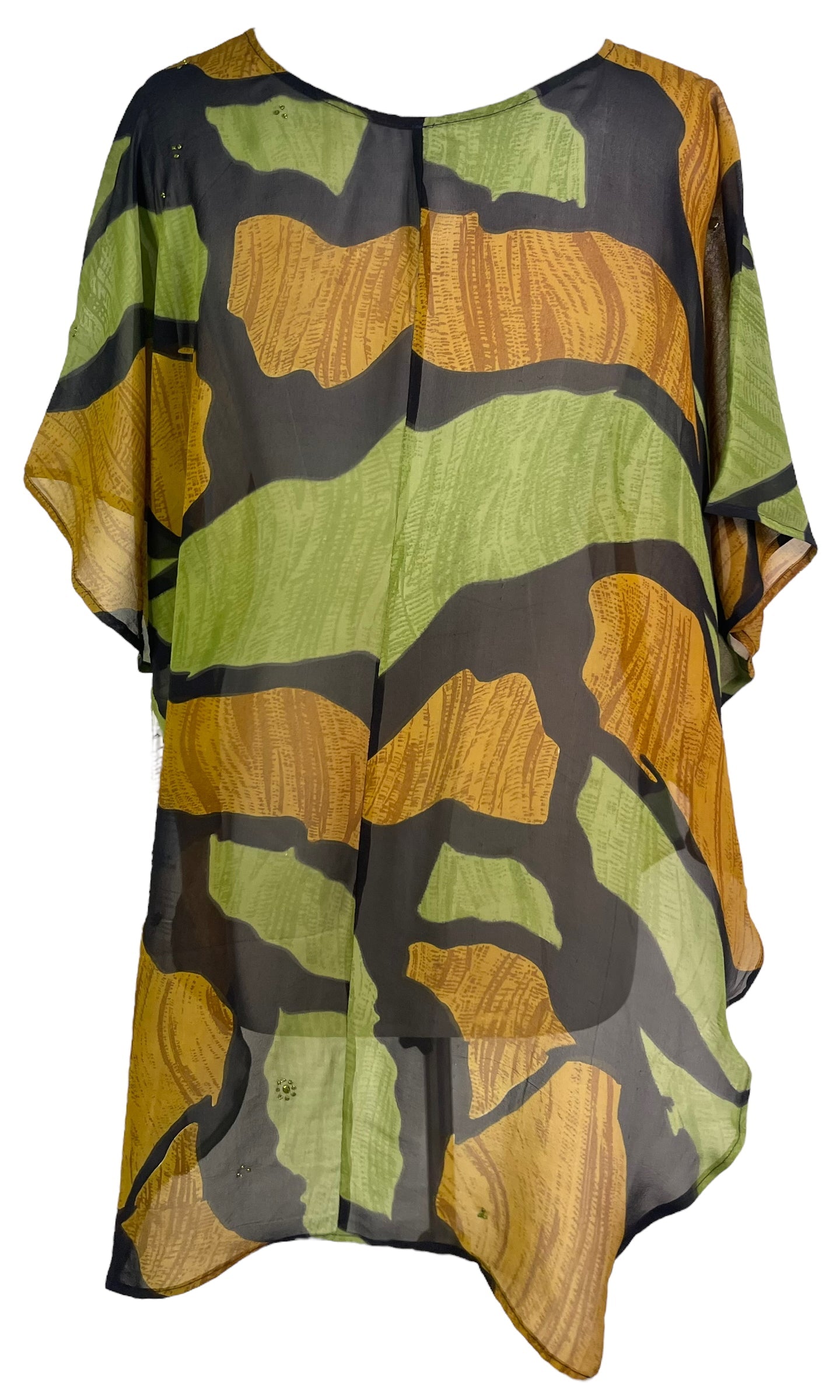 PRG6308 Sheer Avatar Pure Silk Waterfall Top