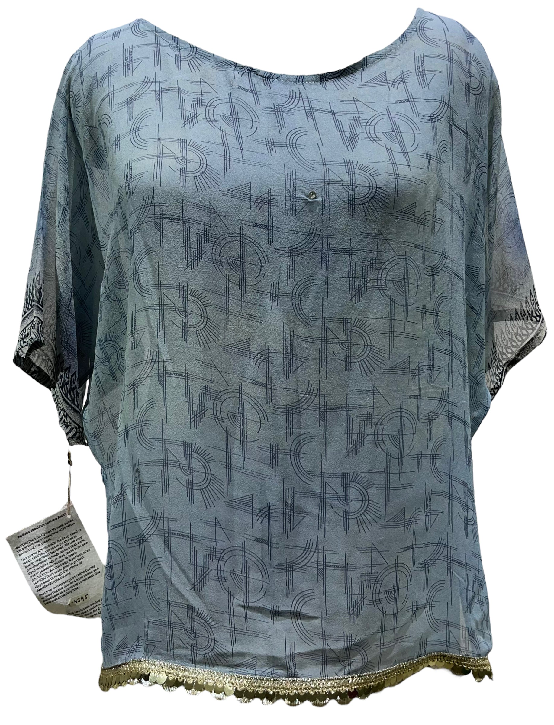 FINAL SALE PRG4345 Sheer Avatar Pure Silk Side Slit Top