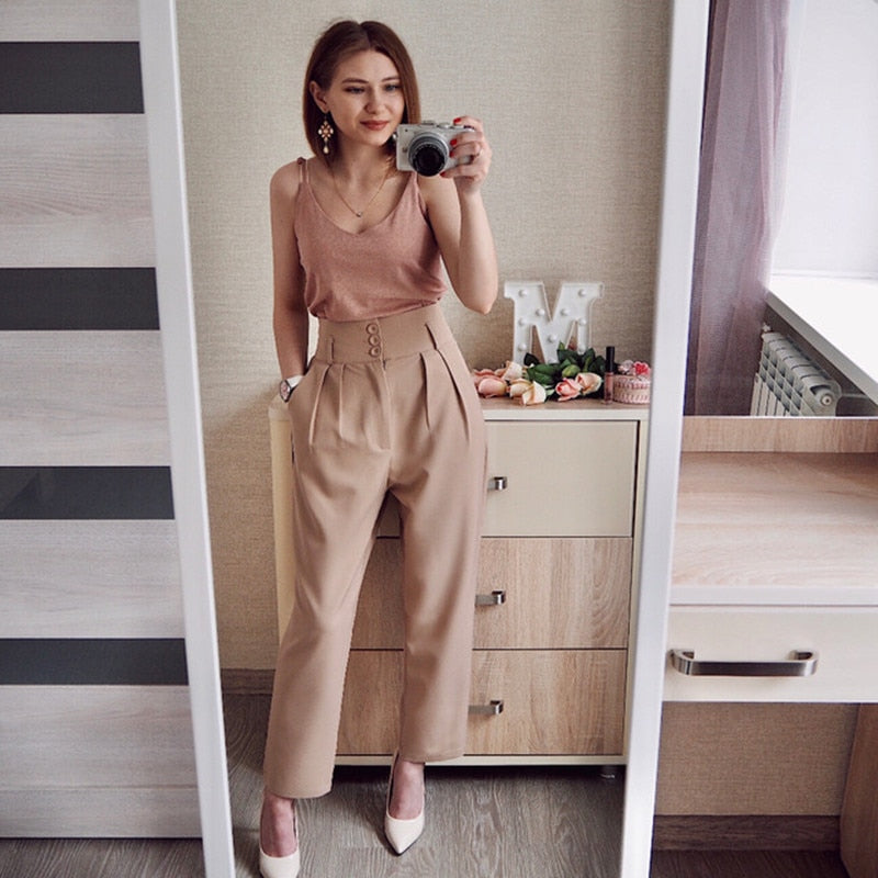 Triple Button High Waist Pants