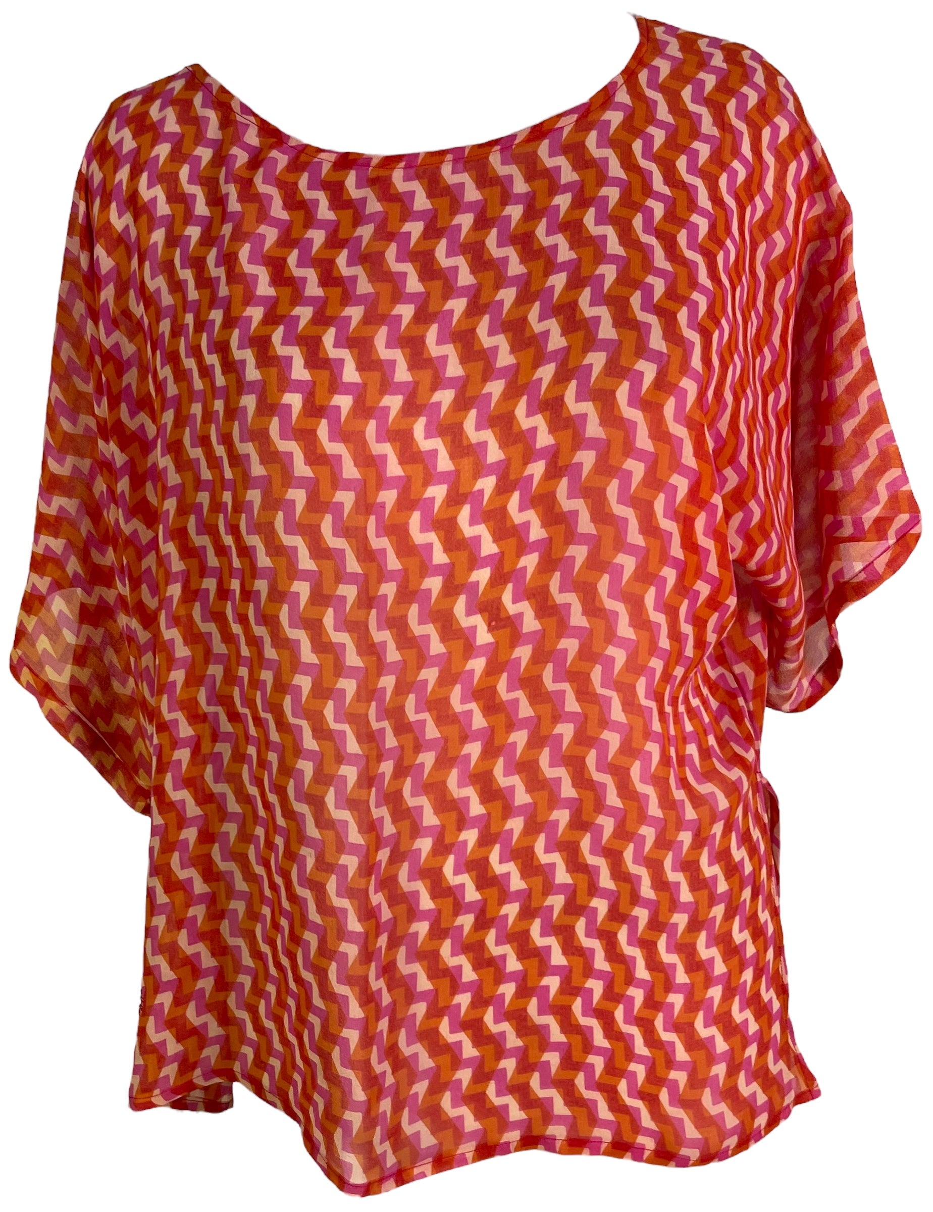 PRG6514 Sheer Avatar Pure Silk Side Slit Top