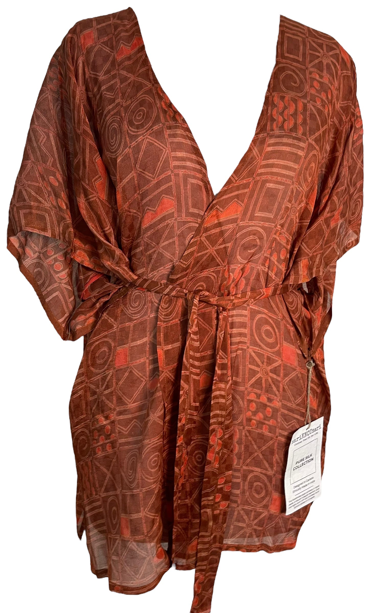 FINAL SALE PRC6079 Avatar Pure Silk Kimono-Sleeved Jacket with Belt