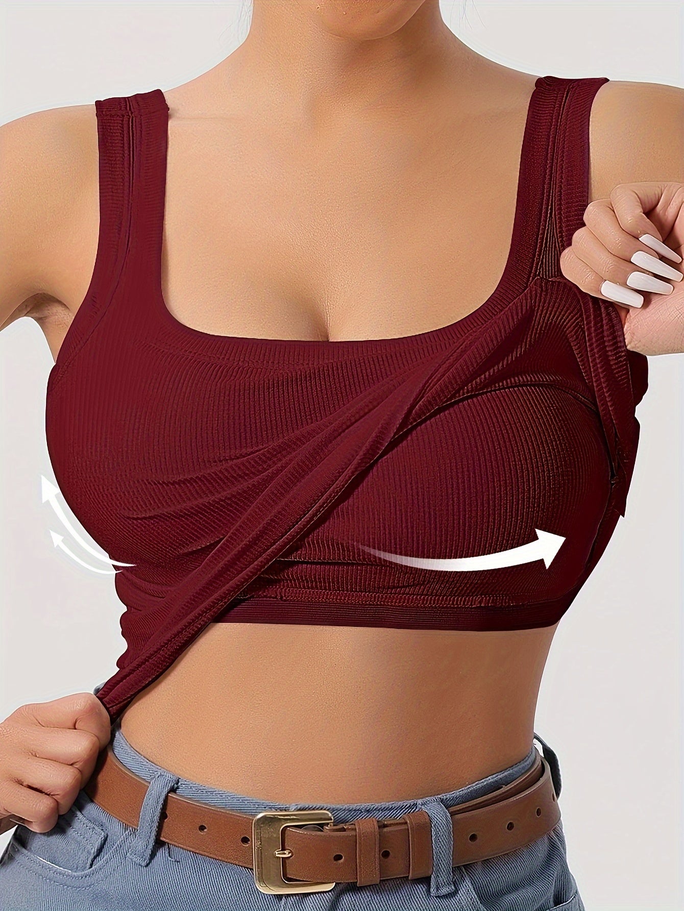 Ribbed Crop Tank Top with Built-in Support for Women – Comfortable and Stylish