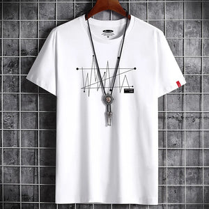 Manga Tshirt Tops Oversize Men Loose Tee 100% Cotton Fashion Goth Print Men's Short Sleeve T-shirt Summer New Male Casual Tshirt