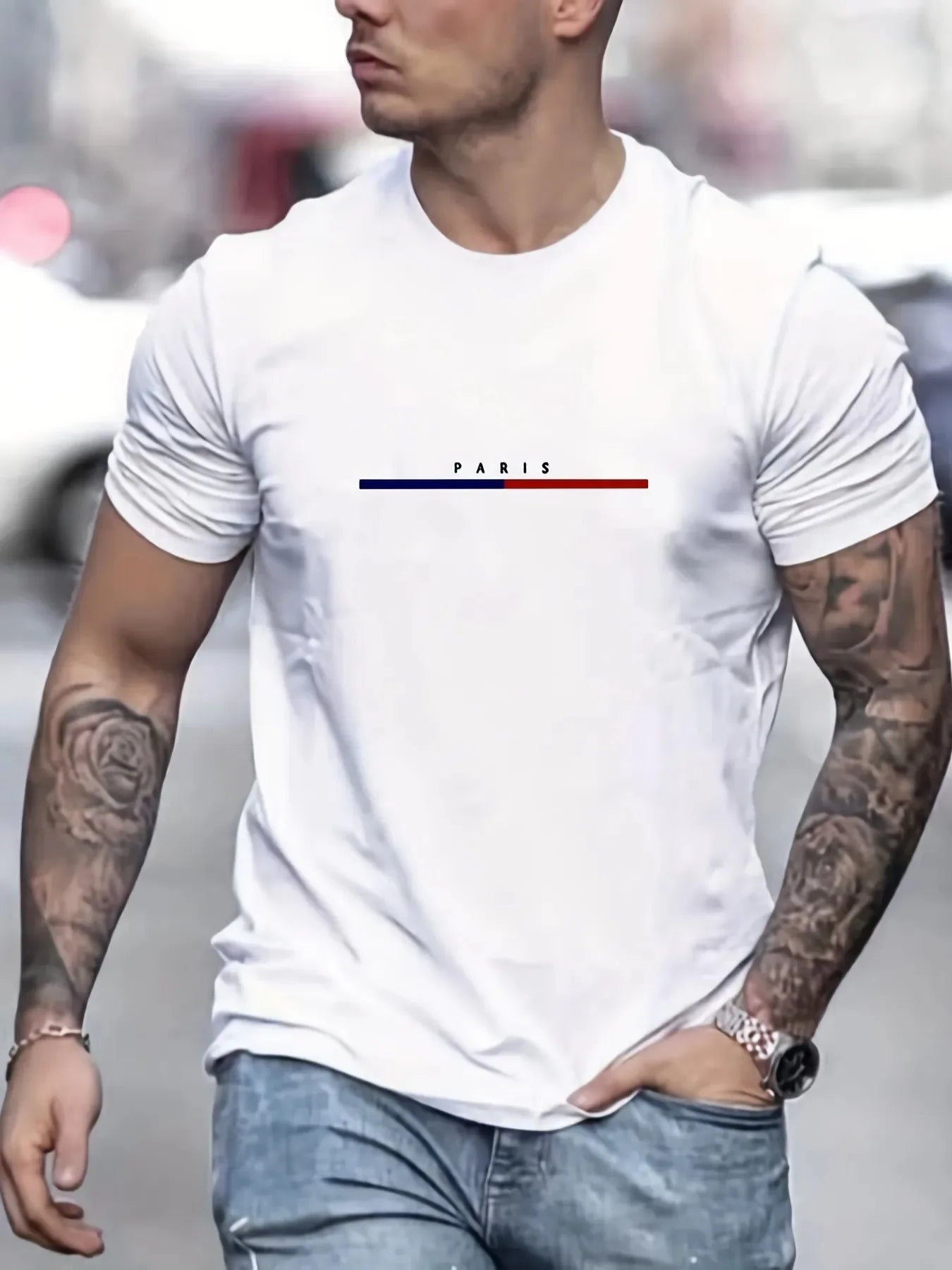 100% Cotton Paris Short Sleeve Men's T-Shirt High Quality Loose Tops Oversized Men Clothing Fashion T-shirts