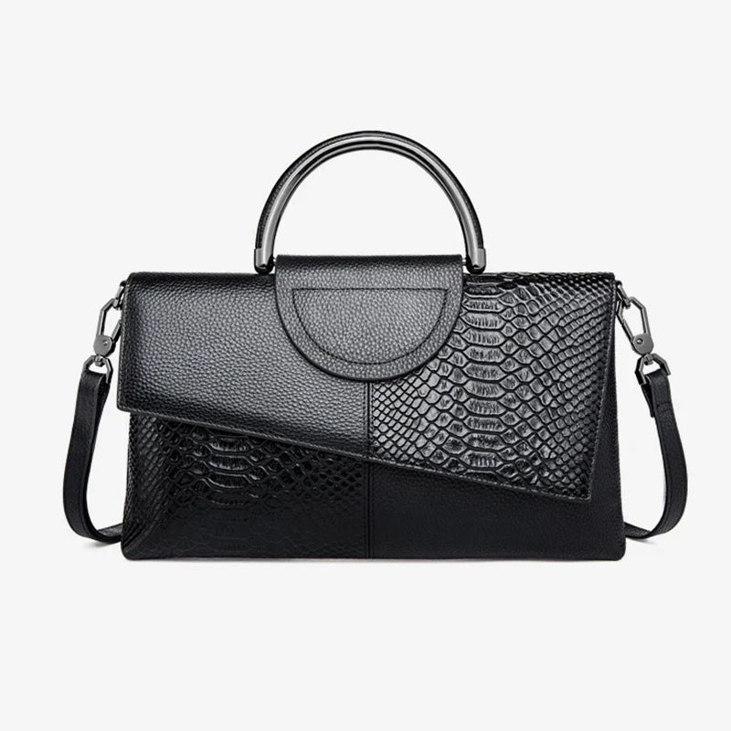 Women's Crossbody Bag Black One Size PU Leather Alligator Pattern