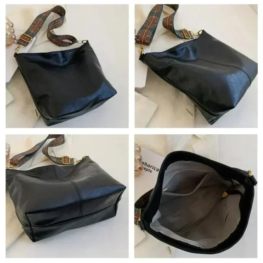 Women's Shoulder Bag Black PU Leather