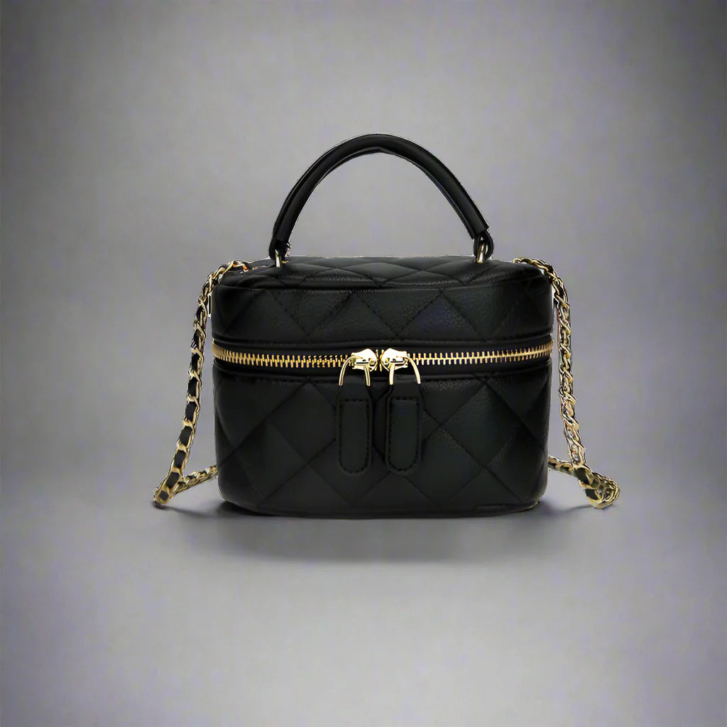 Women's Crossbody Bag Black Mini PU Leather Quilted