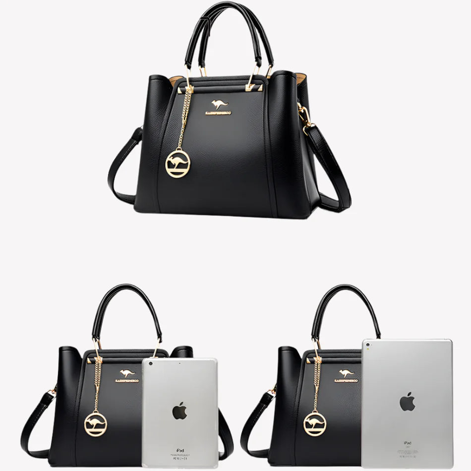 Women's Crossbody Bag Black Large Leather Stylish Handbag