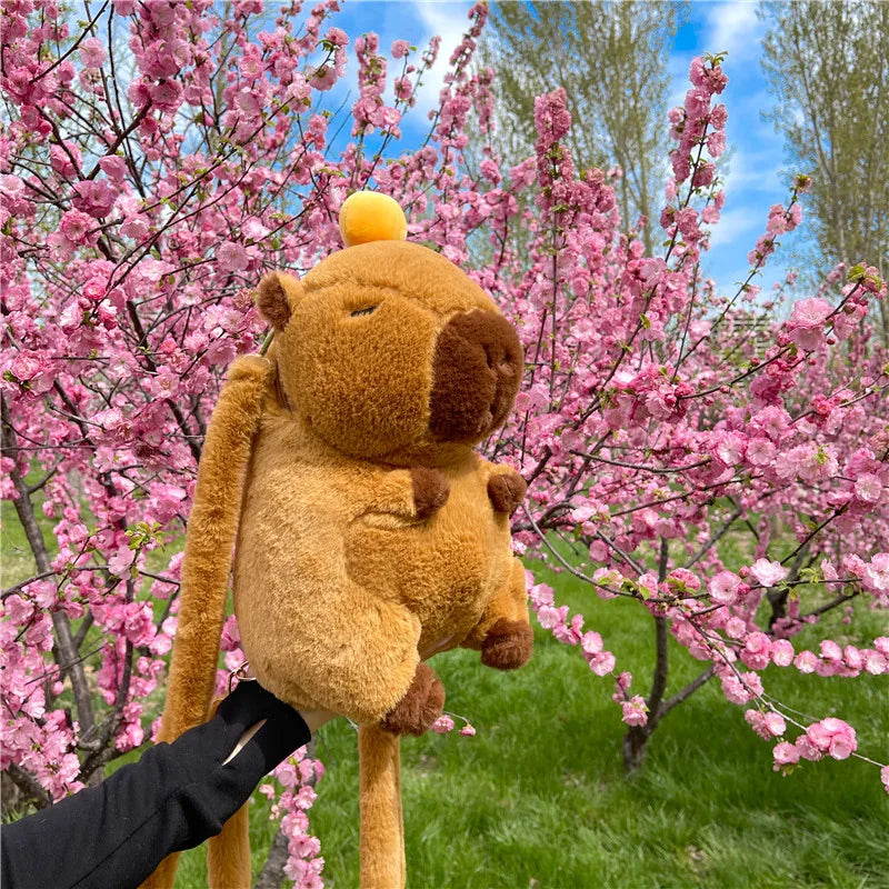 Women's Plush Backpack Gray One Size Polyester