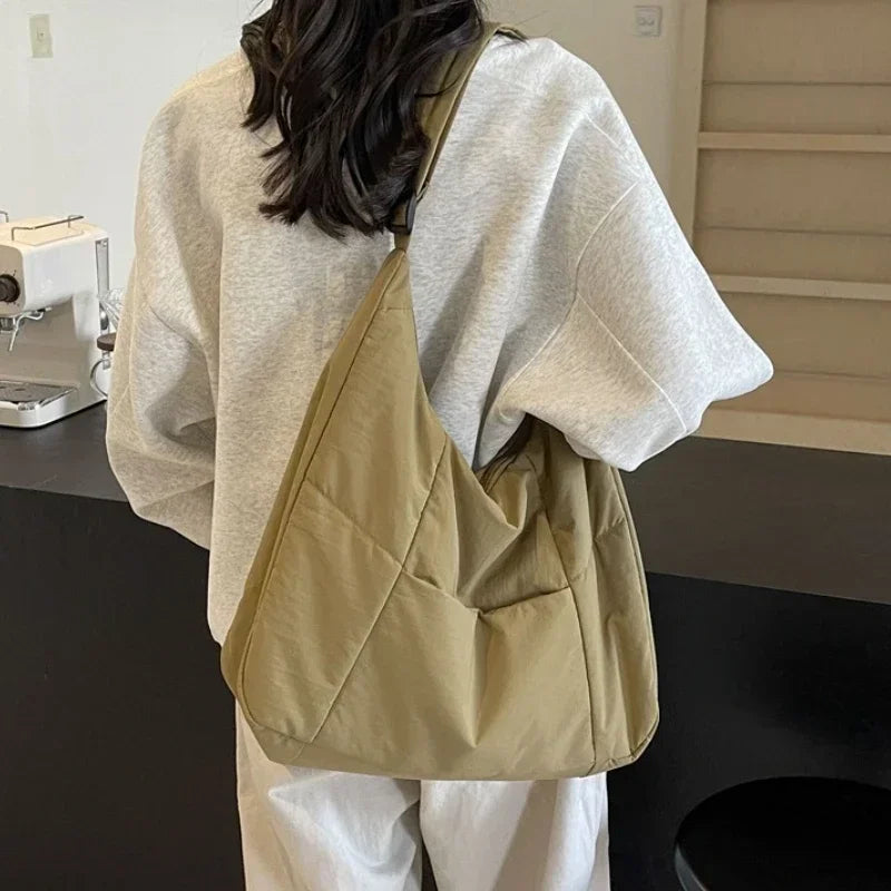 Women's Shoulder Bag Solid Color Large Size Soft Cloth