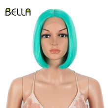 Load image into Gallery viewer, Bella Bob Wig Synthetic Lace Wig Short Blonde Bob Pink 613 Red Lemon Lace Short Hair 10-13 Inch Wigs For Women Lolita Cosplay
