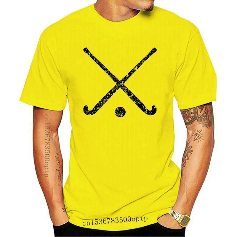 New Men T shirt Field Hockey Sticks Crossed With Ball Graphic Silhouette funny t-shirt novelty tshirt women