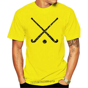 New Men T shirt Field Hockey Sticks Crossed With Ball Graphic Silhouette funny t-shirt novelty tshirt women