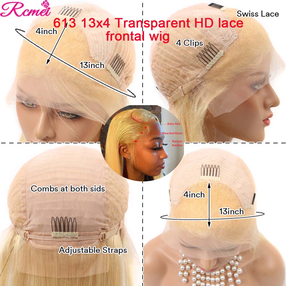 150 Density Blonde HD Lace Front Wigs Straight Transparent With Baby Hair Brazilian Remy