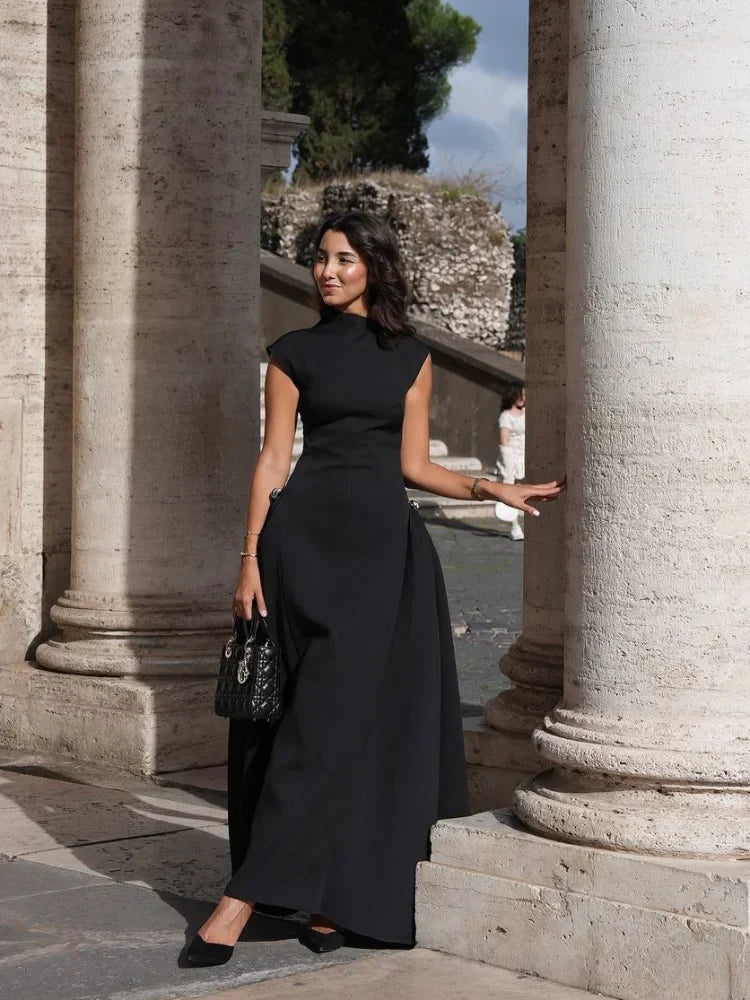 Women's Formal Gown Black Silk Blend