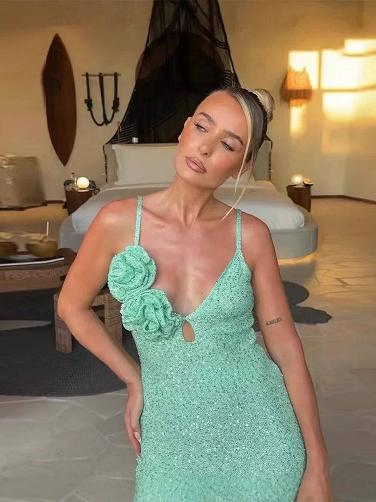 Women's Evening Dress Black Sequin Gown