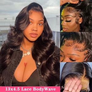 13x4.5 Hd Lace Frontal Wig Brazilian Human Hair Wig 34inch Straight Deep Wave Lace Frontal Wigs