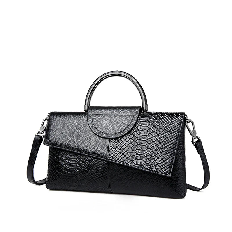 Women's Crossbody Bag Black One Size PU Leather Alligator Pattern