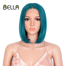 Load image into Gallery viewer, Bella Bob Wig Synthetic Lace Wig Short Blonde Bob Pink 613 Red Lemon Lace Short Hair 10-13 Inch Wigs For Women Lolita Cosplay
