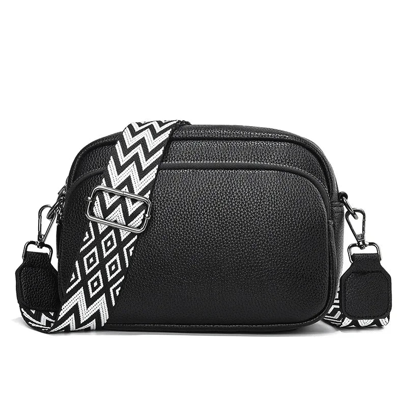 Women's Crossbody Bag Black Large PU Material