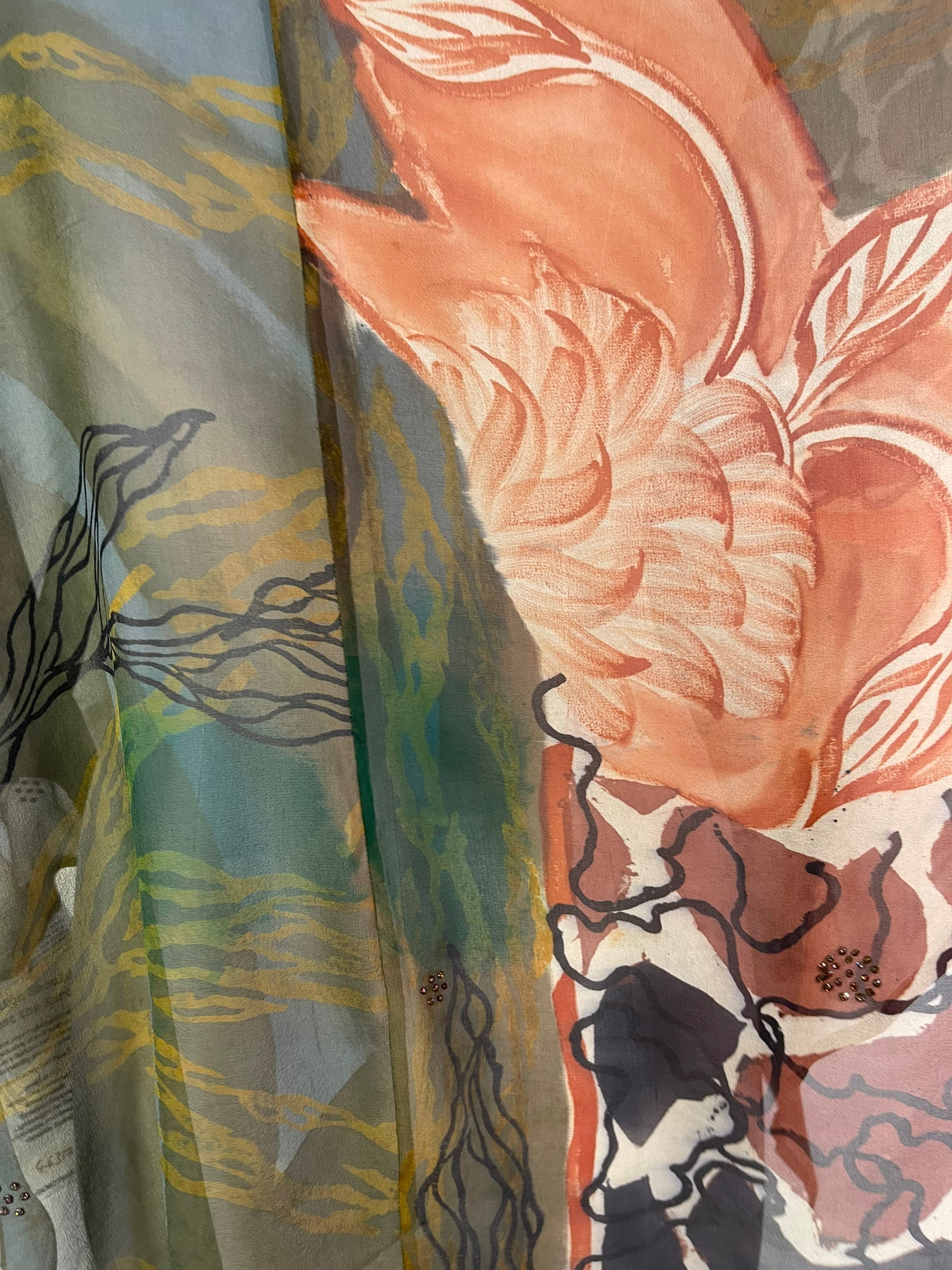 PRG6317 Sheer Avatar Pure Silk Waterfall Top