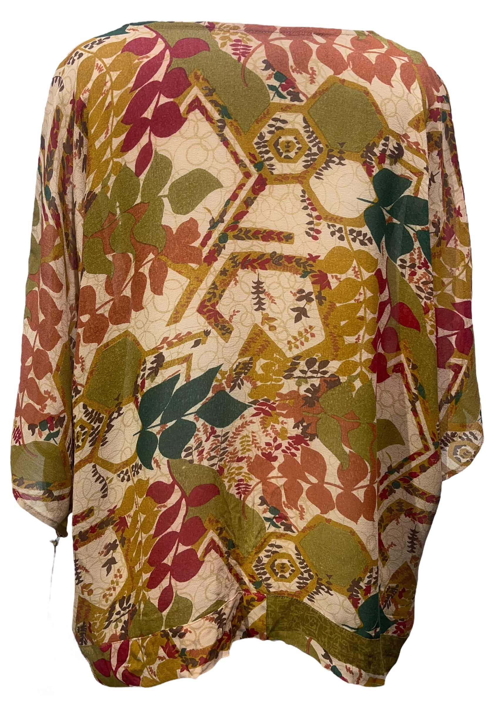 FINAL SALE PRG3094 Sheer Avatar Pure Silk Front Tie Top